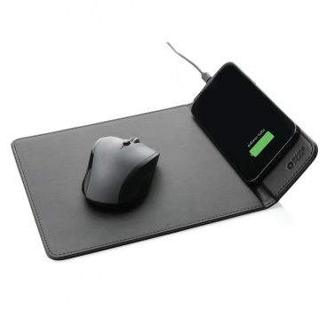 Logo trade promotional giveaways image of: Swiss Peak RCS recycled PU 10W wireless charging mousepad