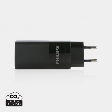 Logo trade promotional giveaways image of: Philips 65W ultra fast PD 3-port USB wall charger