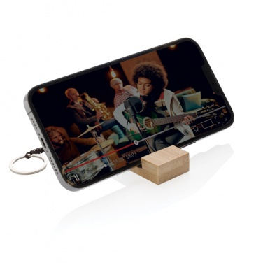 Logotrade corporate gift picture of: Standkey bamboo keychain phone stand