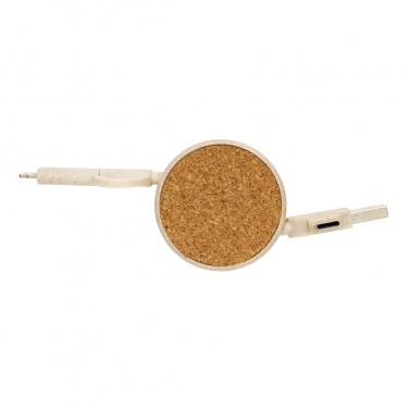 Logotrade promotional product image of: Cork and Wheat 6-in-1 retractable cable