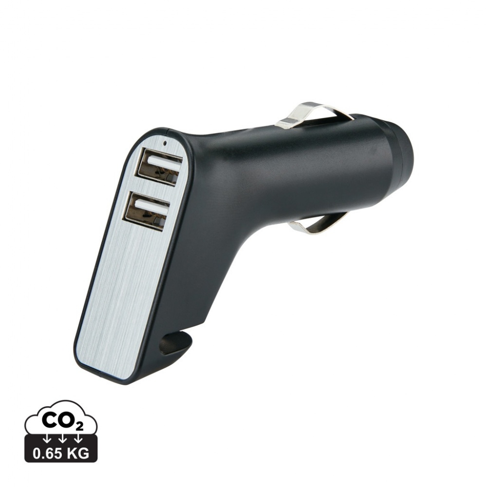 Logotrade advertising products photo of: Dual port car charger with belt cutter and hammer