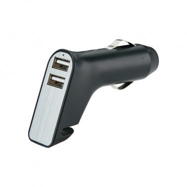 Logo trade promotional merchandise picture of: Dual port car charger with belt cutter and hammer