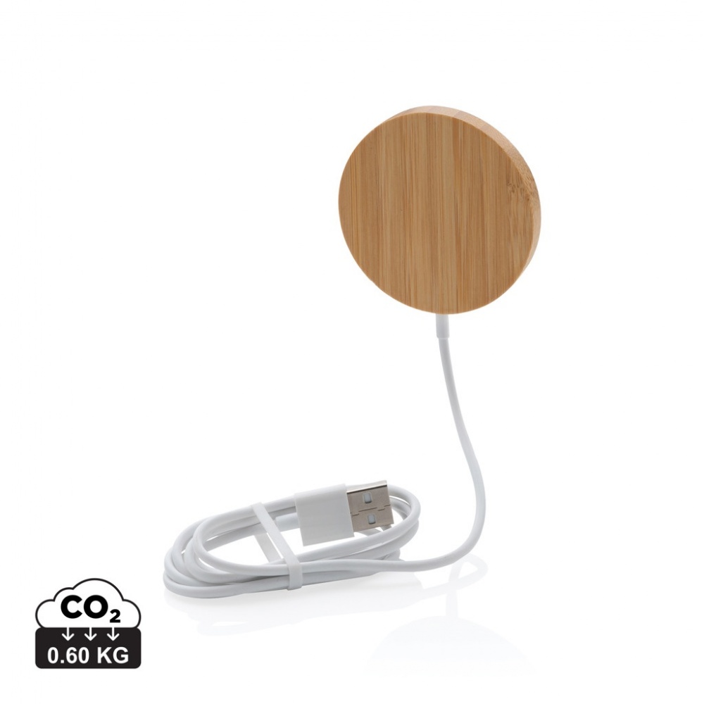 Logo trade promotional item photo of: 10W bamboo magnetic wireless charger