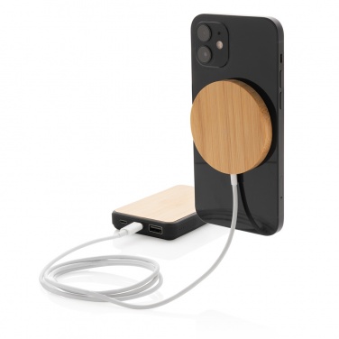 Logo trade promotional items picture of: 10W bamboo magnetic wireless charger