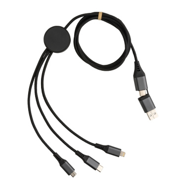 Logo trade business gift photo of: Terra RCS recycled aluminium 120cm 6-in-1 cable