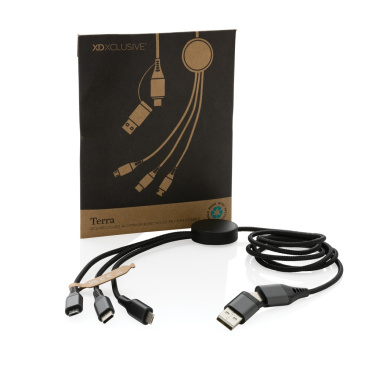 Logo trade corporate gift photo of: Terra RCS recycled aluminium 120cm 6-in-1 cable