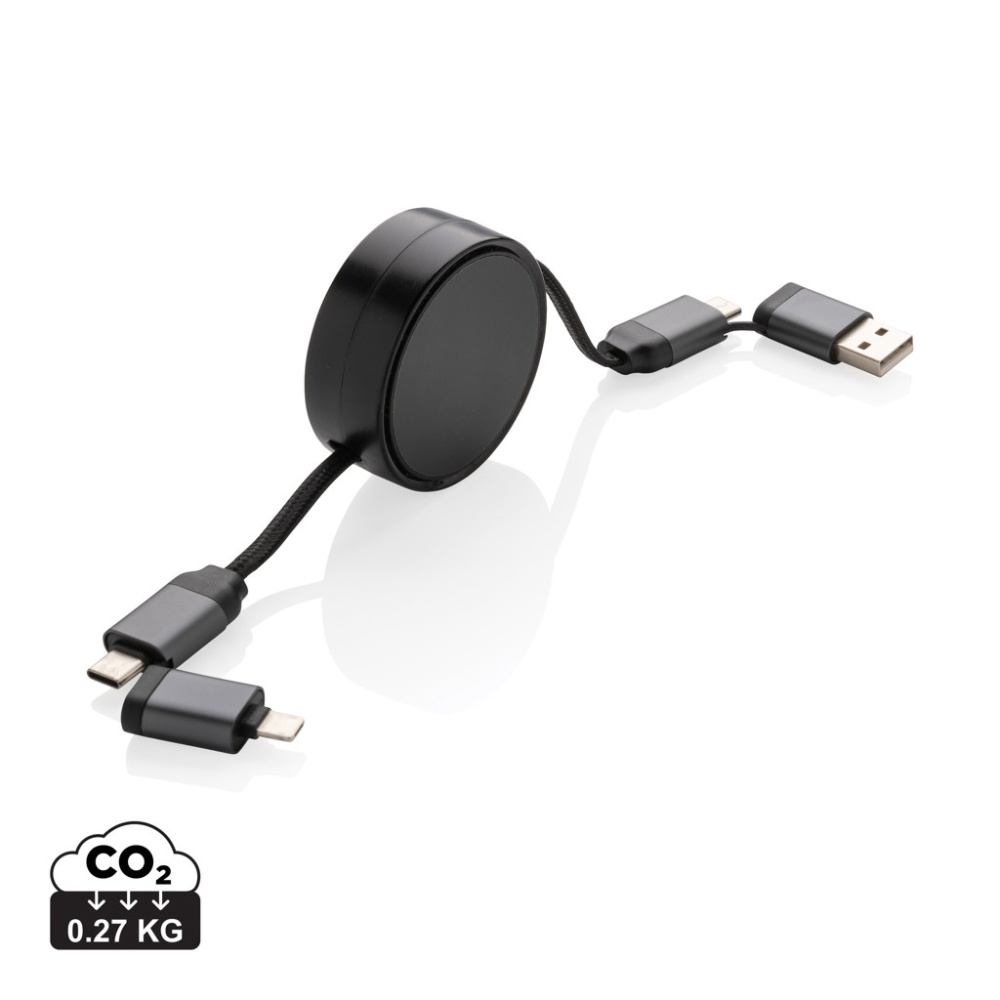 Logotrade promotional merchandise image of: Terra RCS recycled aluminium retractable 6 in 1 cable