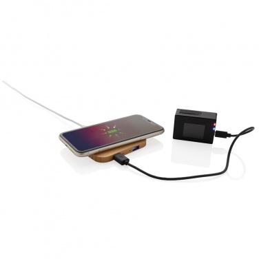 Logo trade corporate gifts picture of: Bamboo 5W wireless charger with USB