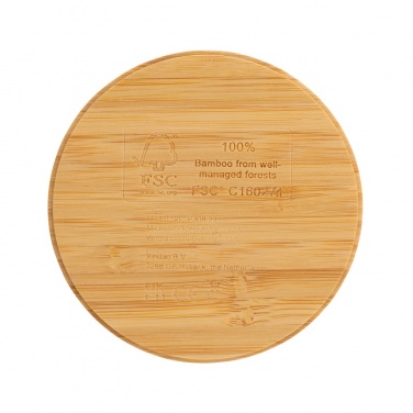 Logo trade promotional giveaways image of: Bamboo 5W round wireless charger