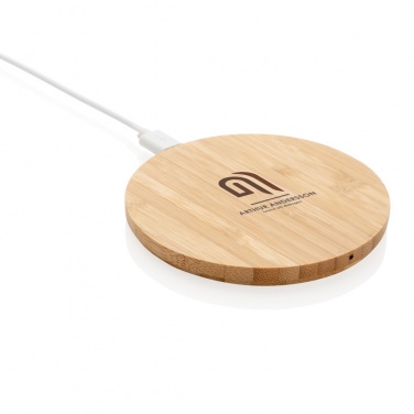 Logo trade advertising product photo of: Bamboo 5W round wireless charger