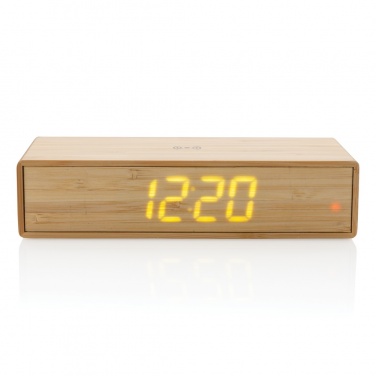 Logo trade promotional product photo of: Bamboo alarm clock with 5W wireless charger