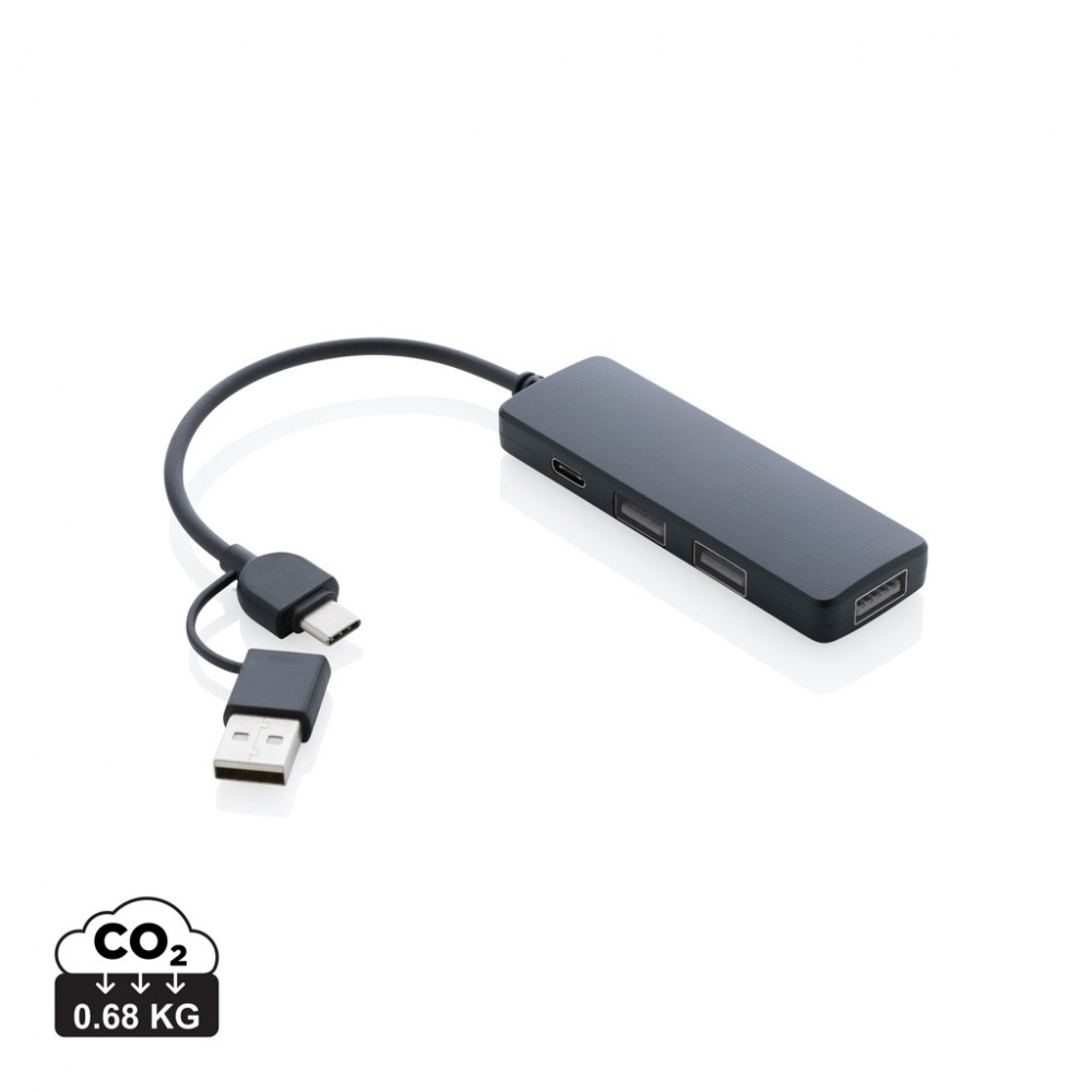 Logo trade promotional giveaways picture of: RCS recycled plastic USB hub with dual input