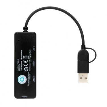 Logo trade promotional gift photo of: RCS recycled plastic USB hub with dual input