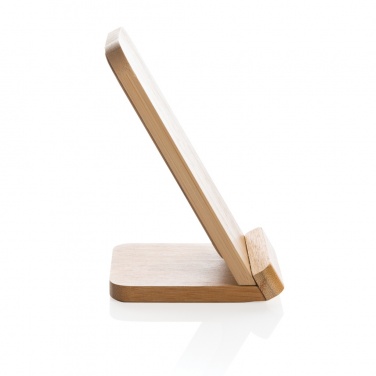 Logo trade promotional merchandise picture of: Bamboo 5W wireless charging stand