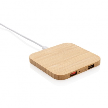 Logotrade promotional merchandise picture of: Bamboo 10W wireless charger with USB