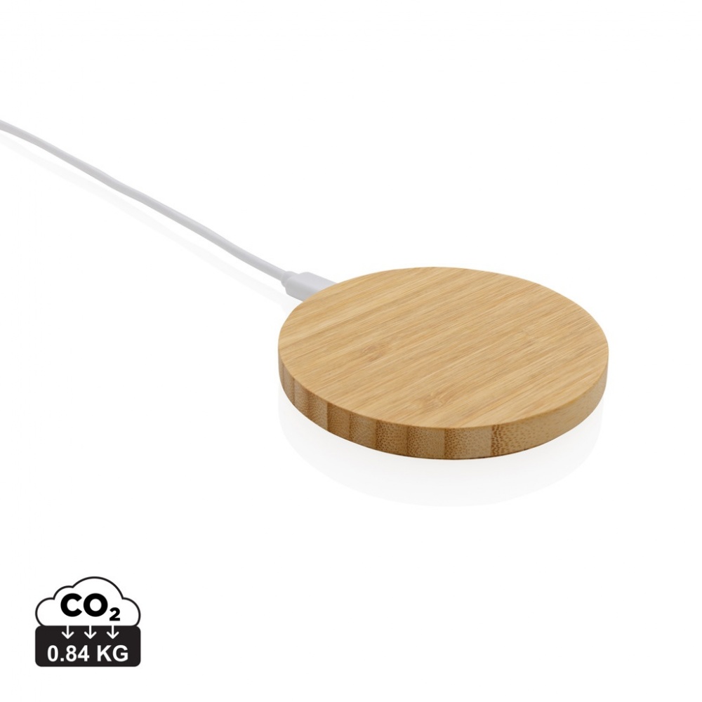 Logotrade promotional product image of: Bamboo 15W wireless charger