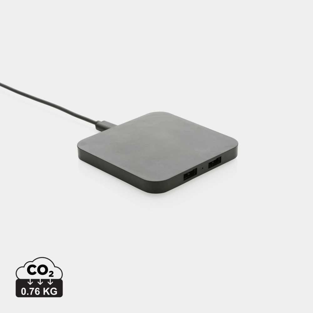 Logotrade promotional merchandise picture of: RCS recycled plastic 10W Wireless charger with USB Ports