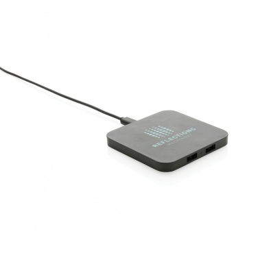 Logo trade promotional merchandise photo of: RCS recycled plastic 10W Wireless charger with USB Ports