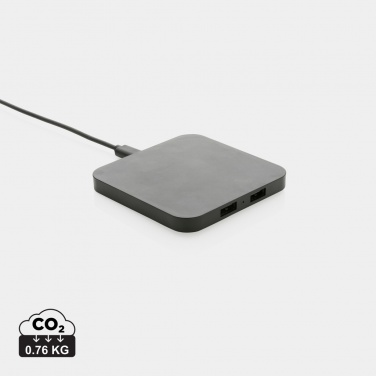 Logotrade promotional product picture of: RCS recycled plastic 10W Wireless charger with USB Ports