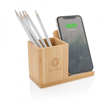 Logo trade promotional merchandise image of: Calgary bamboo 10W wireless charger