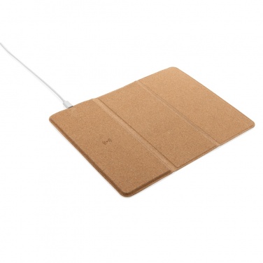 Logo trade promotional merchandise image of: 10W wireless charging cork mousepad and stand