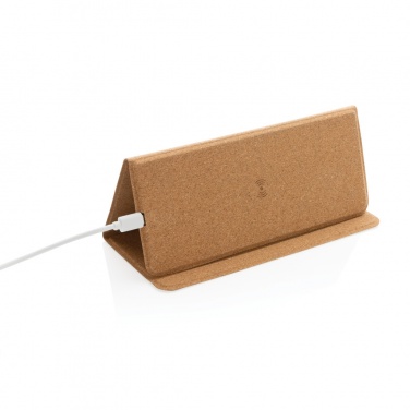 Logo trade promotional merchandise picture of: 10W wireless charging cork mousepad and stand