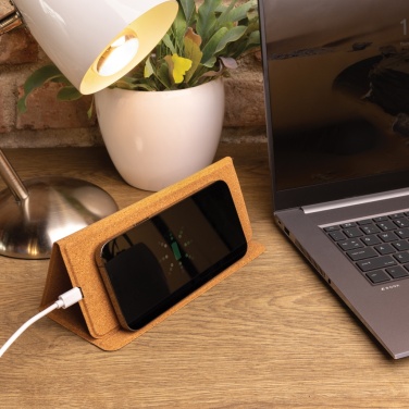 Logo trade business gift photo of: 10W wireless charging cork mousepad and stand