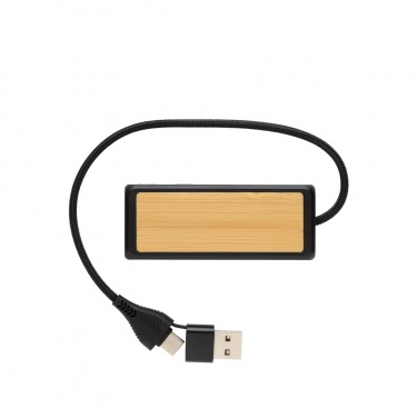 Logo trade business gift photo of: Link RCS recycled plastic and bamboo dual Input USB hub