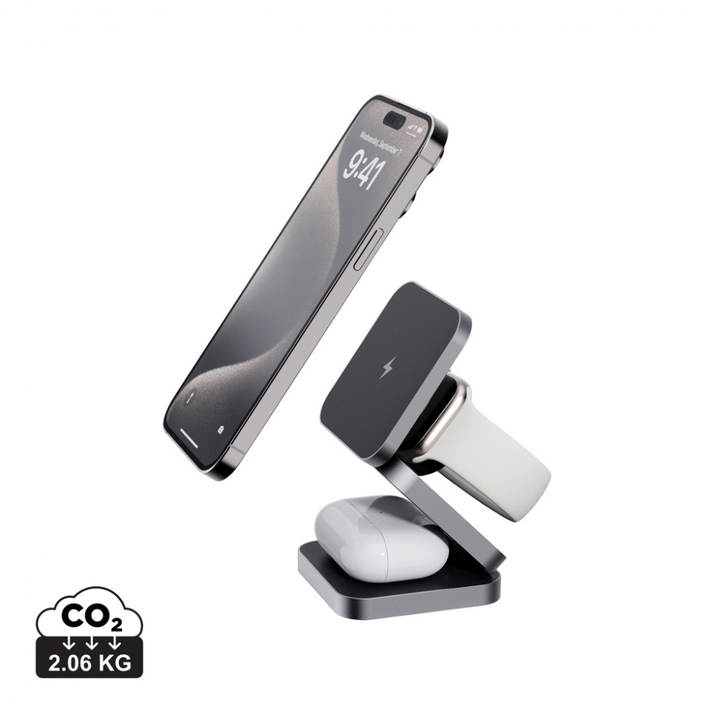 Logotrade promotional merchandise image of: Terra RCS recycled aluminum foldable 3 in 1 15W charger