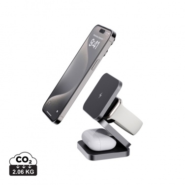 Logotrade promotional merchandise picture of: Terra RCS recycled aluminum foldable 3 in 1 15W charger