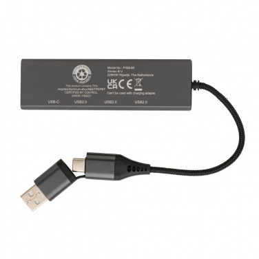 Logo trade business gift photo of: Terra RCS recycled aluminium hub with 3 USB ports