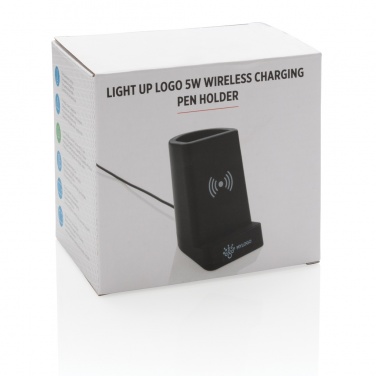 Logotrade promotional item image of: Light up logo 5W wireless charging pen holder