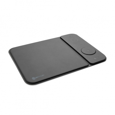 Logo trade promotional giveaways picture of: Swiss peak RCS recycled PU 15W 3 in 1 charging mousepad