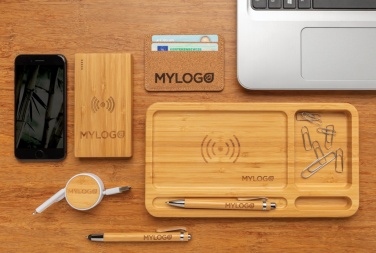 Logotrade promotional merchandise photo of: Bamboo 4.000 mAh wireless 5W Powerbank