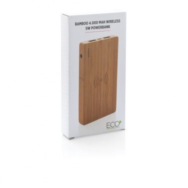 Logotrade advertising products photo of: Bamboo 4.000 mAh wireless 5W Powerbank