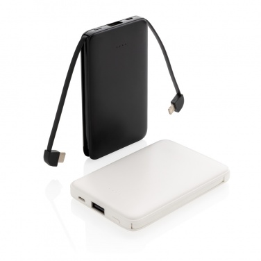 Logo trade promotional merchandise picture of: 5.000 mAh Pocket Powerbank with integrated cables