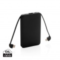 5.000 mAh Pocket Powerbank with integrated cables, black