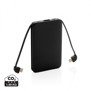 Logotrade promotional product image of: 5.000 mAh Pocket Powerbank with integrated cables