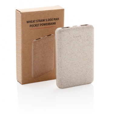 Logo trade promotional items image of: Wheat Straw 5.000 mAh Pocket Powerbank