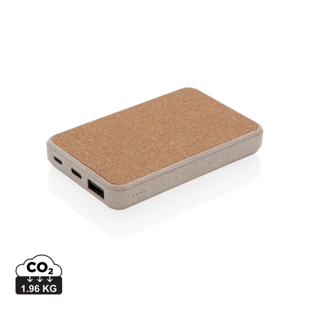 Logo trade promotional giveaways image of: Cork and Wheat 5.000 mAh pocket powerbank