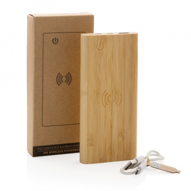 Logotrade corporate gift picture of: Bamboo 8.000 mAh 5W wireless powerbank