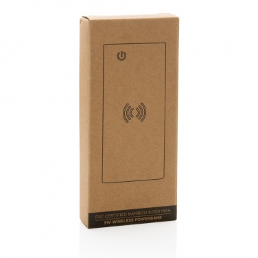 Logo trade promotional merchandise image of: Bamboo 8.000 mAh 5W wireless powerbank