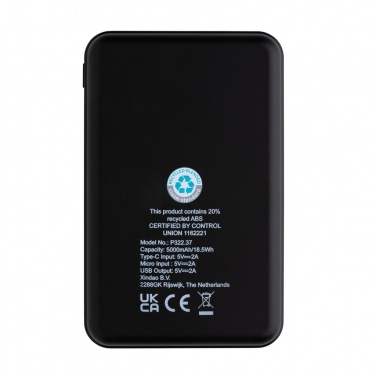 Logo trade promotional products image of: RCS recycled plastic 5.000 mAh Powerbank