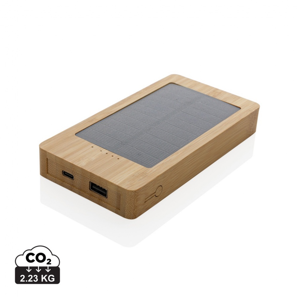 Logo trade promotional gift photo of: Sunwick 10.000 mAh Bamboo solar powerbank