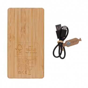 Logotrade promotional gift picture of: Sunwick 10.000 mAh Bamboo solar powerbank