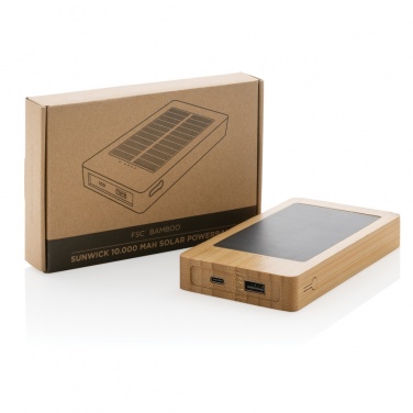 Logotrade advertising product image of: Sunwick 10.000 mAh Bamboo solar powerbank