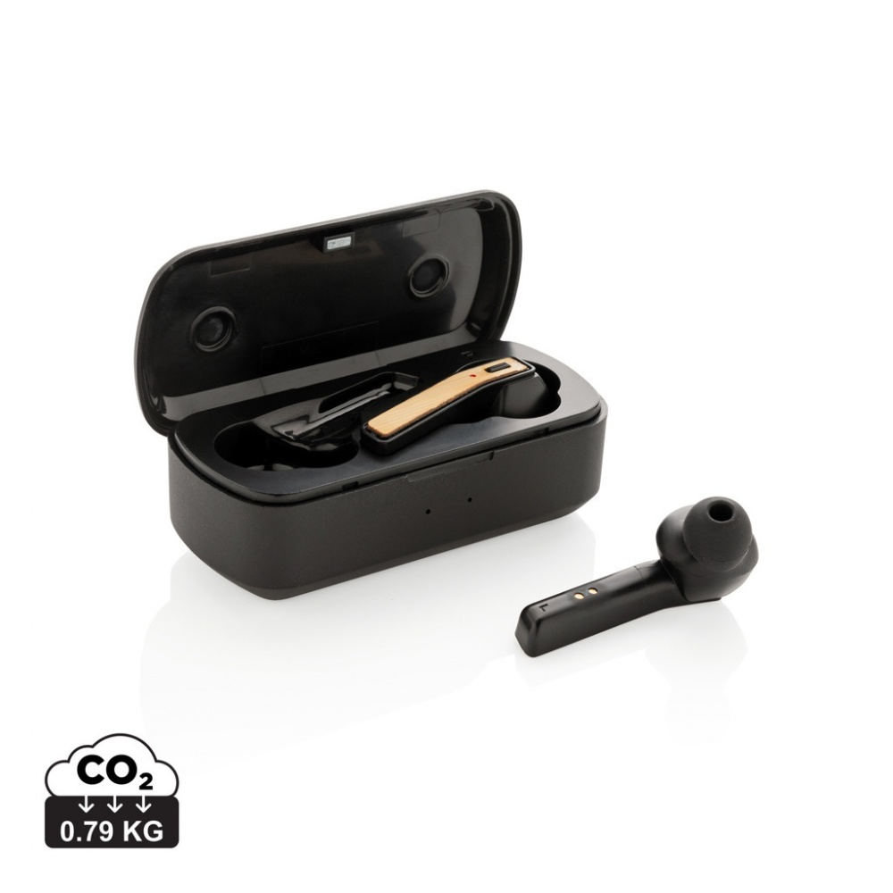 Logo trade promotional products picture of: Bamboo Free Flow TWS earbuds in case