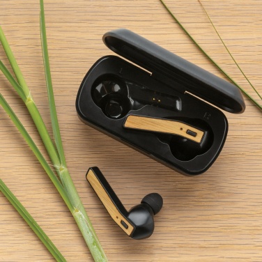 Logotrade promotional giveaway picture of: Bamboo Free Flow TWS earbuds in case