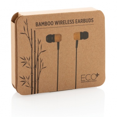 Logo trade corporate gift photo of: Bamboo wireless earbuds