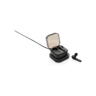 Logo trade advertising products image of: TWS earbuds in wireless charging case